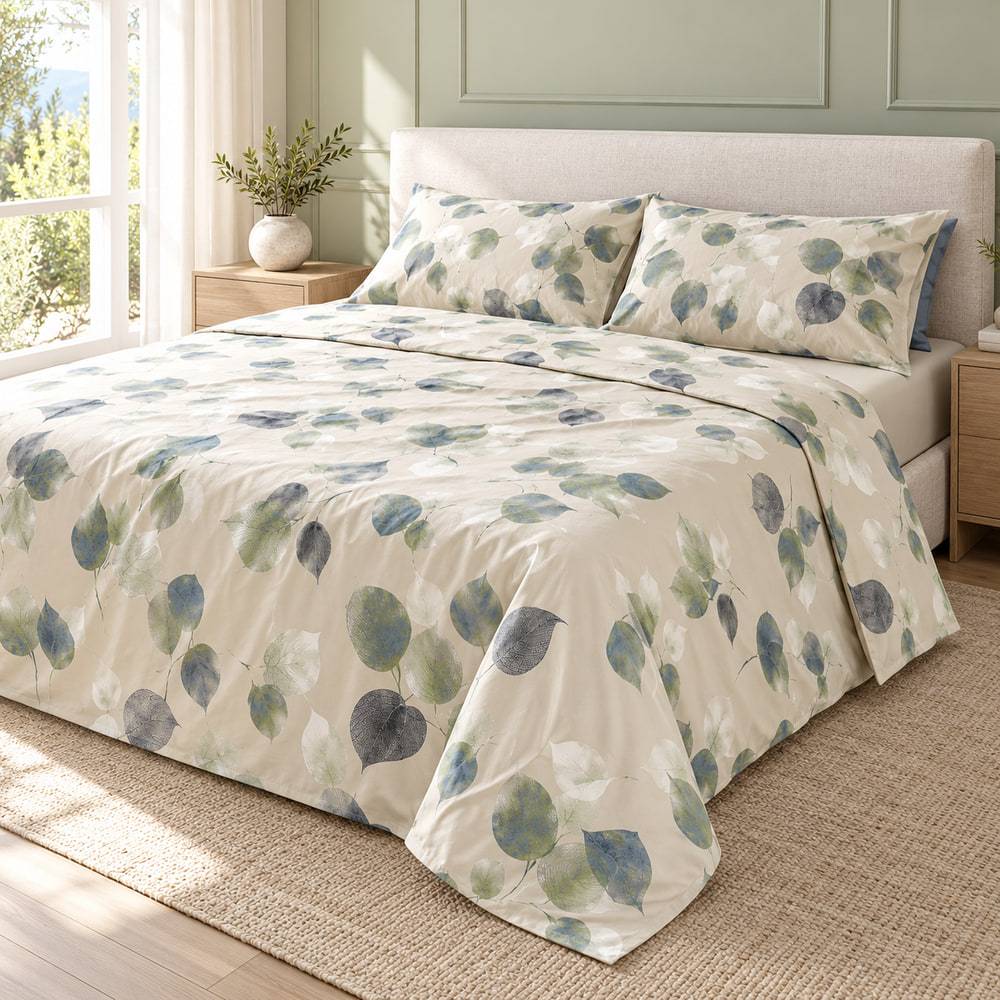 Completo Lenzuola Caldo Cotone Eterea Metal Blue Matrimoniale Cogal