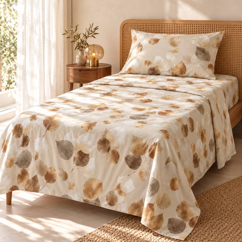 Completo Lenzuola Caldo Cotone Eterea Cognac Singolo Cogal