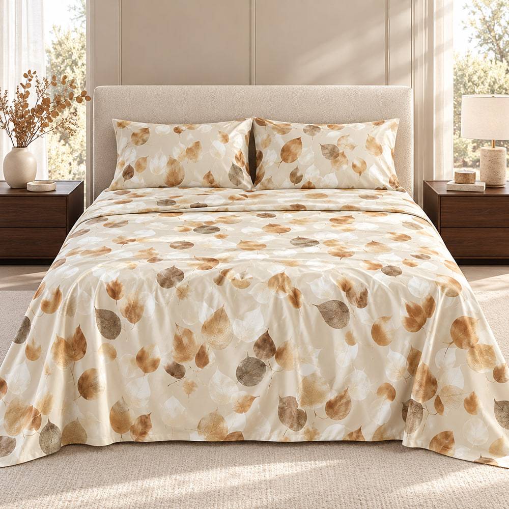 Completo Lenzuola Caldo Cotone Eterea Cognac Matrimoniale Cogal