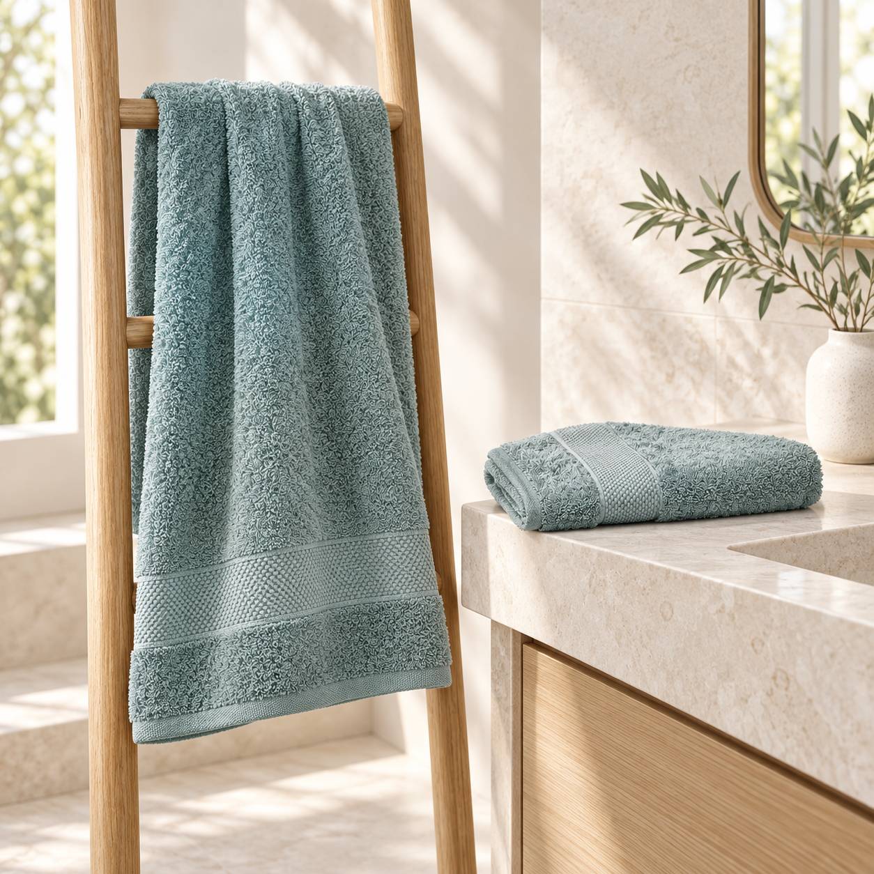 Set Asciugamani 1+1 Cogal Ranger Plus 620 g/m² Celadon Verde 60 x 100 + 40 x 60 cm