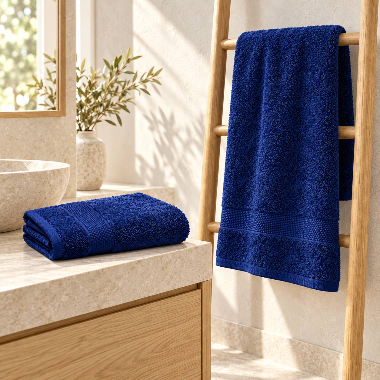 Set Asciugamani 1+1 Cogal Ranger Plus 620 g/m² Blu Navy 60 x 100 + 40 x 60 cm