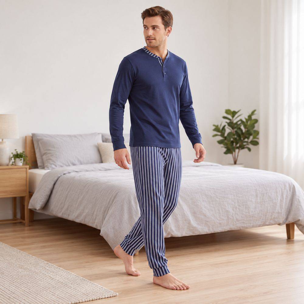 Pigiama Uomo Yukon JA MAN Dis. 15 Variante Blu