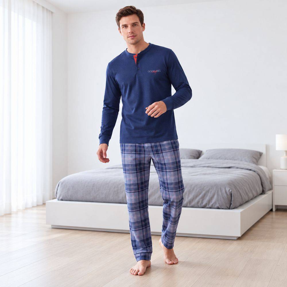 Pigiama Uomo Yukon JA MAN Dis. 14 Variante Blu