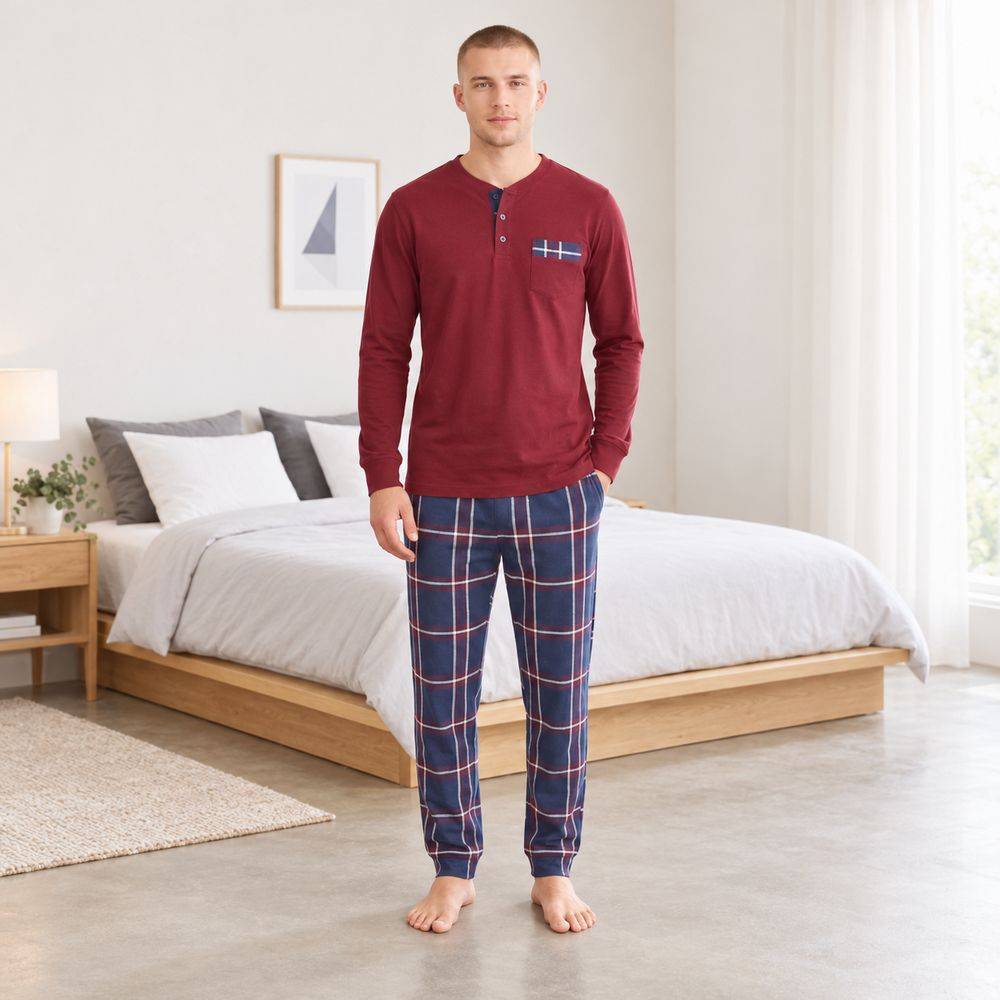 Pigiama Uomo Yukon JA MAN Dis. 13 Blu/Rosso