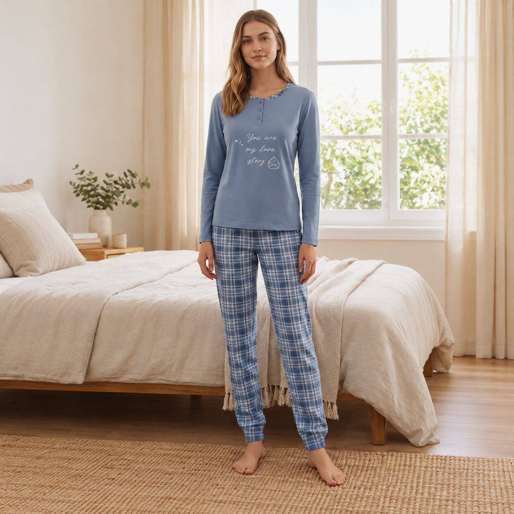 Pigiama Donna Yukon JA MISS Dis. 27 Variante Azzurro