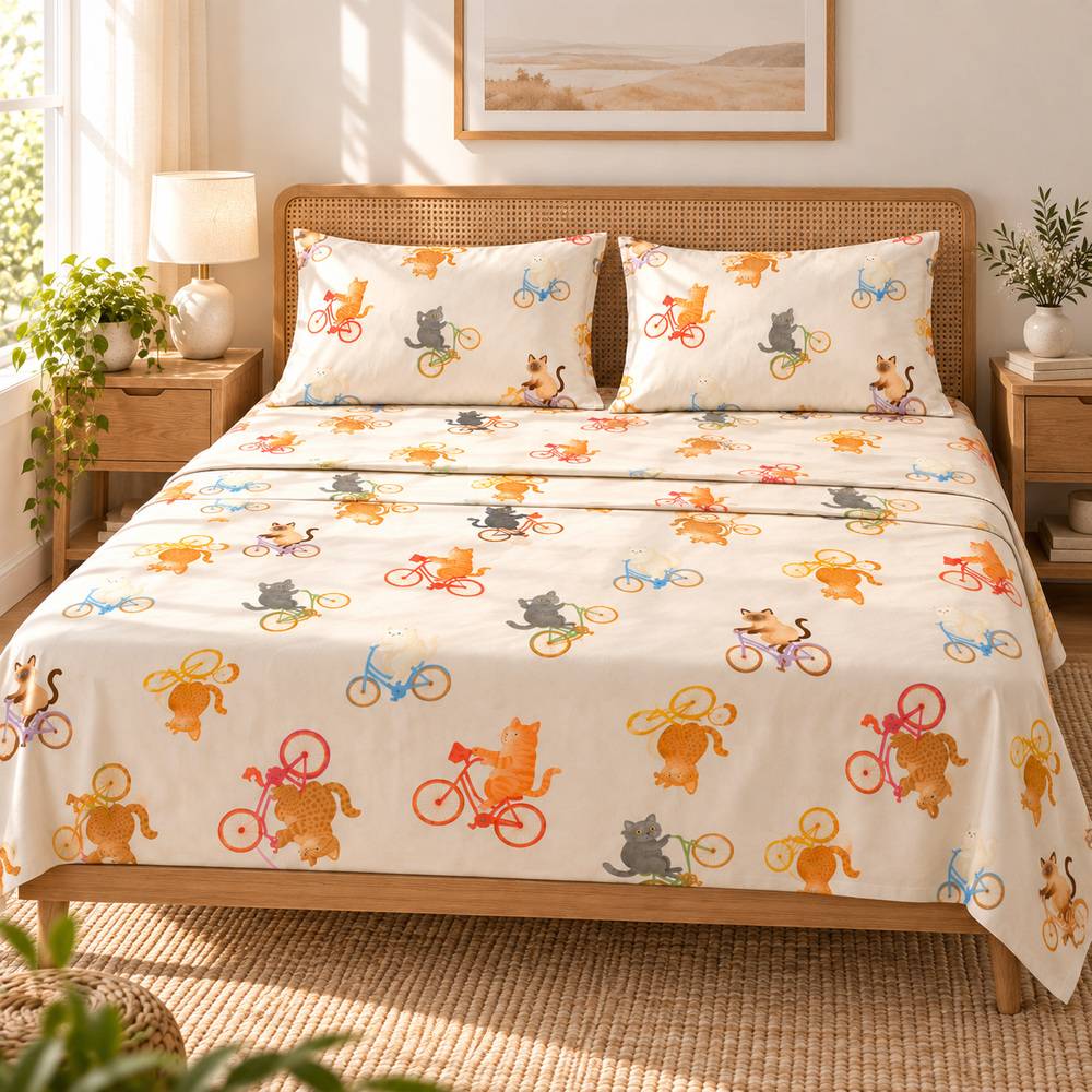 Completo Lenzuola Muffin Multicolor in Percallino Matrimoniale